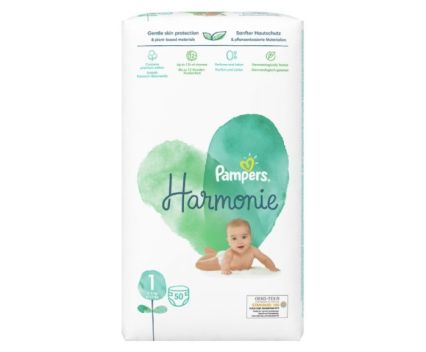 Био Бебешки Пелени Pampers Harmonie 1 (2-5 кг) 50 бр