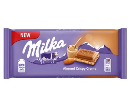 Млечен Шоколад с Бадемов Хрупкав Крем Milka 90 г