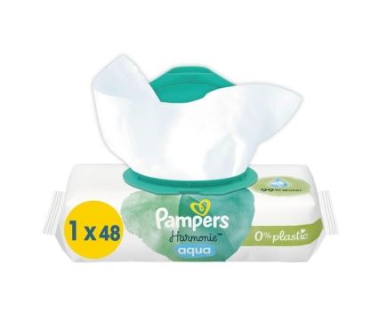 Бебешки Влажни Кърпички Pampers Harm Aqua Plastic free 48 бр