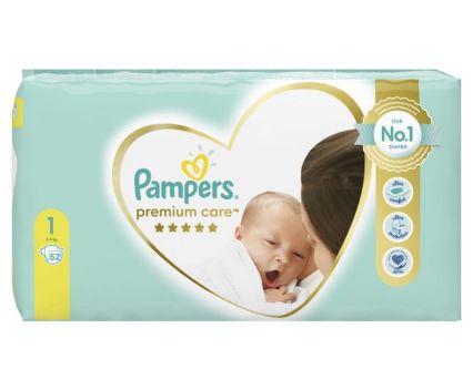 Бебешки Пелени Pampers Premium Care S1 Newborn 2-5 кг 52 бр