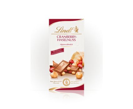 Шоколад Lindt Червени Боровинки и Лешници 100 г